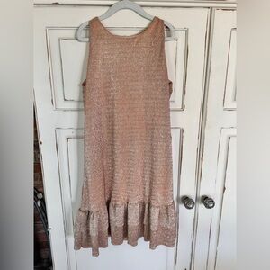 Kate Spade girls rose gold sleeveless metallic party ruffle dress size 10